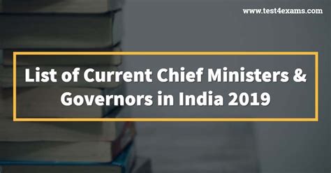 List Of Current Chief Ministers Governors In India Test Exams