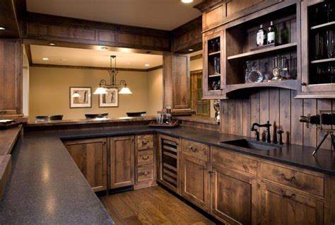 Dark Stained Knotty Alder Cabinets / Affordable Custom Cabinets ...