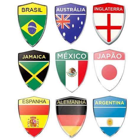 Emblemas Bandeiras Países Escudo Paralama Badge Adesivo Carro 8cm