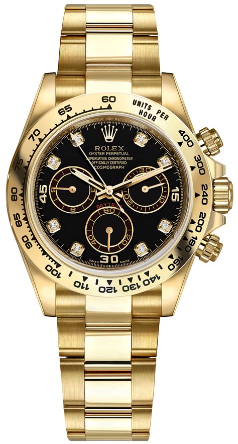 Black Diamond Oyster Rolex Cosmograph Daytona Yellow Gold Mens Watch