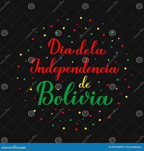 Bolivia Día De Independencia Caligrafía Con Letras En Español. Fiesta