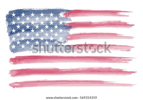 Watercolor American Flaggrunge Flag Usavector Template Stock Vector Royalty Free 569354359