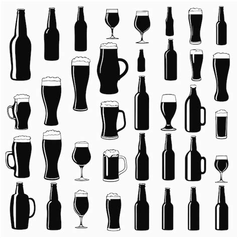 Premium Vector Beer Mug Glass And Bottle Silhouette Vector Set Pint