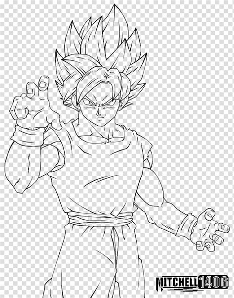 Perfected Super Saiyan Blue Goku Line Art Transparent Background PNG