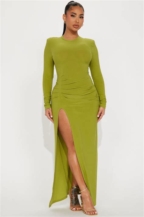 Ophelia Ruched Maxi Dress Chartreuse Fashion Nova