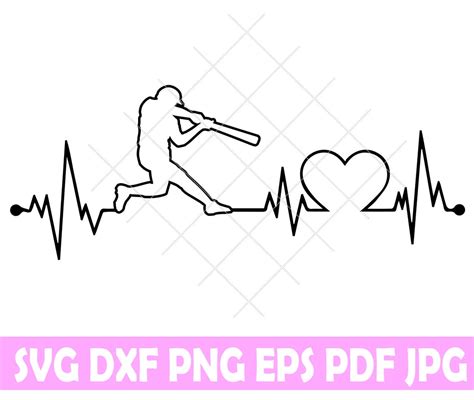 Baseball Heartbeat Svg Baseball Svg Baseball Ball Svg Etsy