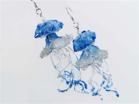 Handmade Jellyfish Earrings Blue Jellyfish Earrings Cute Jellyfish