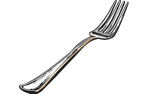 Fork Clip Art Cartoon Illustration Isolated White Background Premium