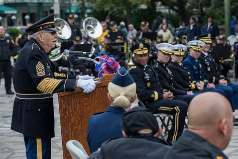 U S Army Retired Command Sgt Maj Andrew Reyna Addresses Nara