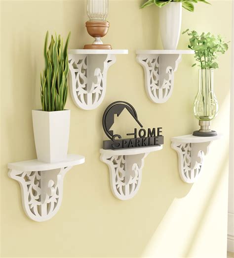 Buy Engineered Wood Floating Wall Shelf In White Colour By Home Sparkle