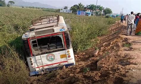 Several Injured After An Rtc Bus Overturns In Mulugu