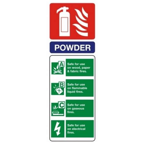 Fire Extinguisher Powder ID Sign 75mm X 200mm Photoluminescent