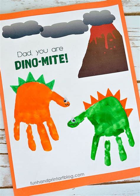 Dad You Are Dino Mite Printable Dinosaur Handprint Card Idea Dad