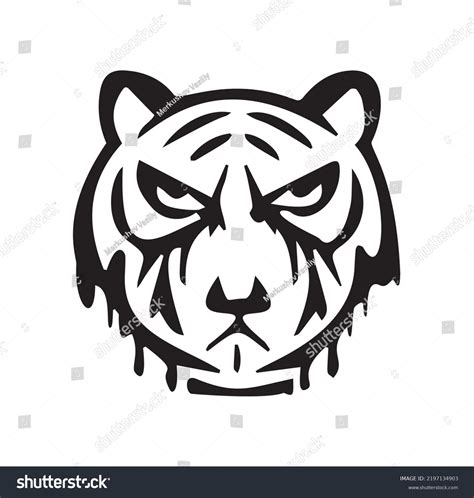 Angry Tiger Face Black Tattoo Illustration Stock Vector (Royalty Free ...