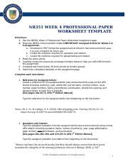 Kauffman Professional Paper Worksheet Docx NR351 WEEK 4 PROFESSIONAL