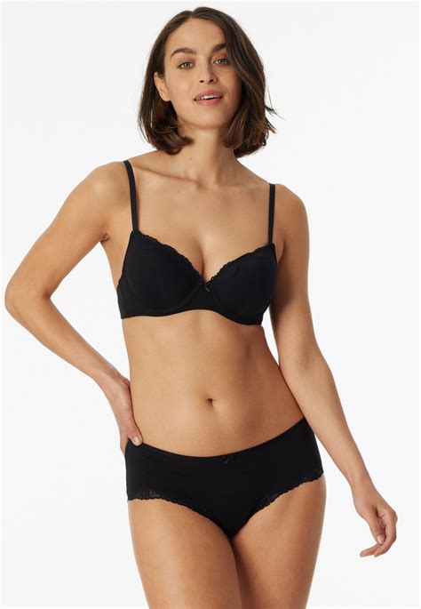 Bikini Hipster Mit Spitze Schwarz Pure Cotton Schiesser