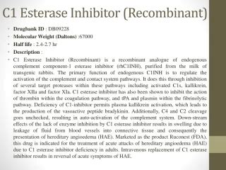 Ppt C Esterase Inhibitor Human Powerpoint Presentation Free