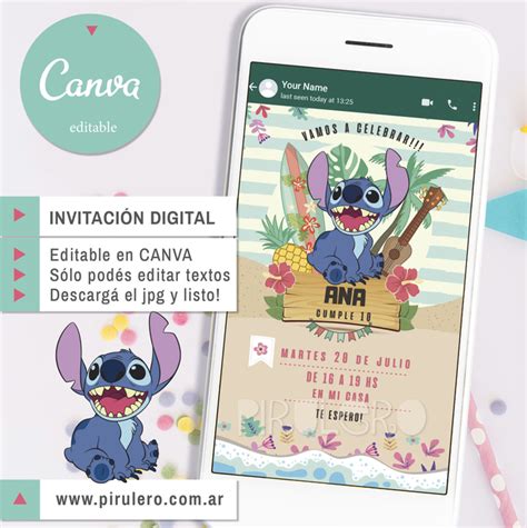 Invitacion Digital Stitch Canva Editable