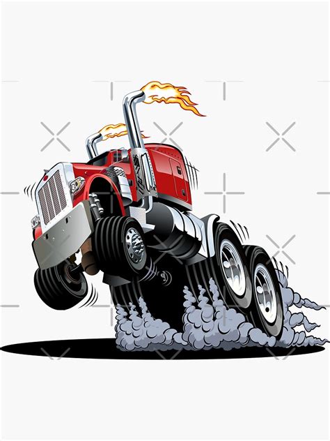 "Cartoon semi truck" Sticker by Mechanick | Redbubble