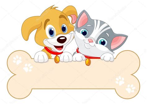 Cat and dog are holding sign Stock Vector Image by ©Dazdraperma #85260236