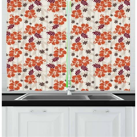 Hawaii Curtains 2 Panels Set Abstract Aloha State Floral Pattern