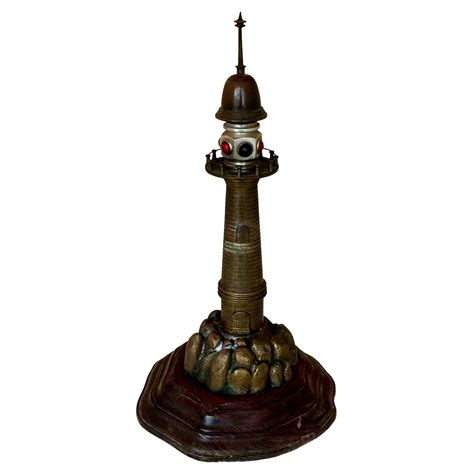 Solid Bronze Art Deco Lighthouse Lamp With Chrome Top At 1stdibs