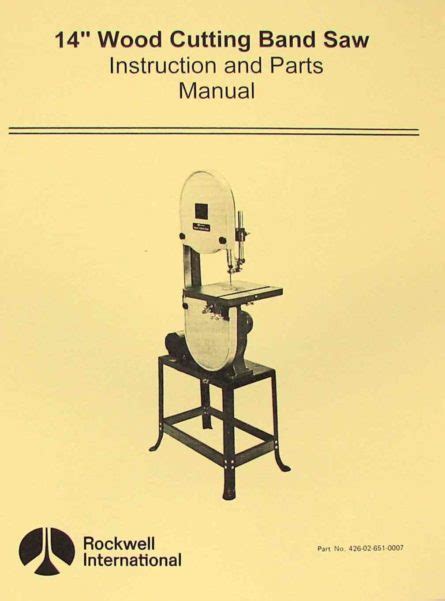 Rockwell Cresent Heavy Duty 20 Band Saw Operators And Parts Manual