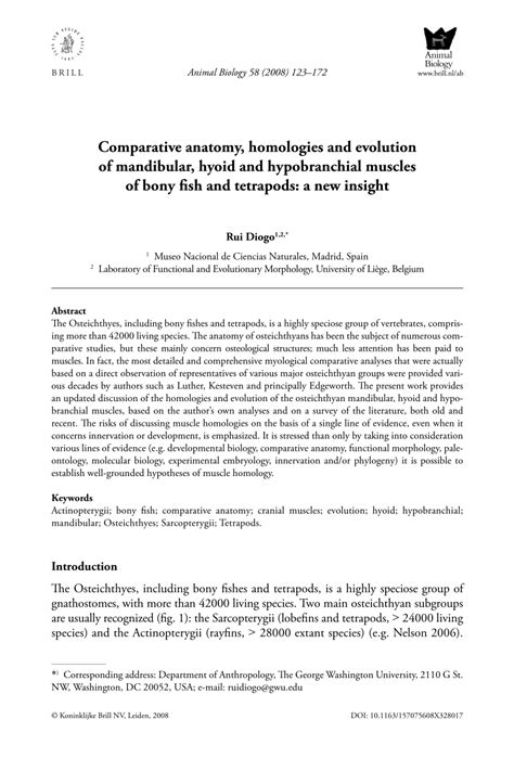 (PDF) Comparative anatomy, homologies and evolution of mandibular, hyoid and hypobranchial ...