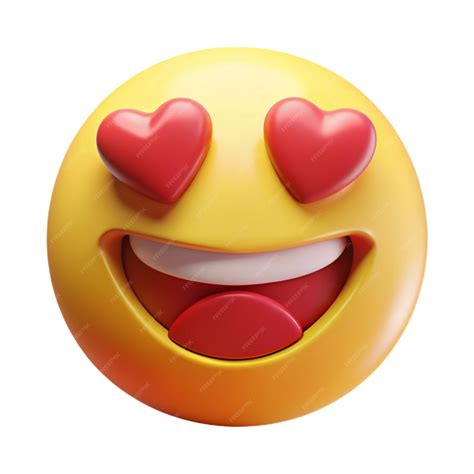 Emoji Amarillo Cara Sonrisa Con Corazones Rojos En Lugar De Ojos Y