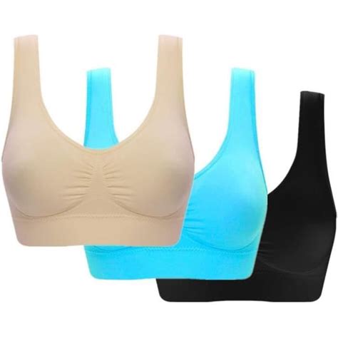 Lot De 3 Soutien Gorge Sport Grande Taille Pour Femme Sans Couture Sans