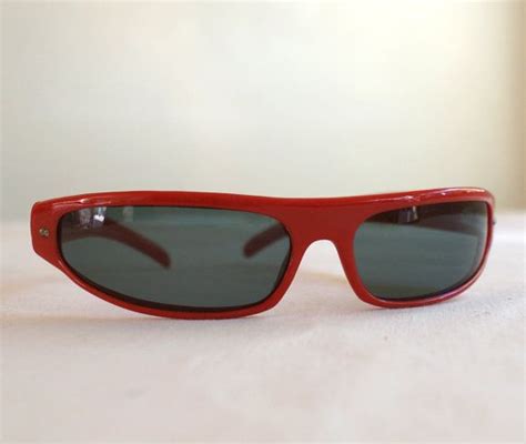 1980s New Wave Punk Rock Vintage Sunglasses W Red Frames Etsy