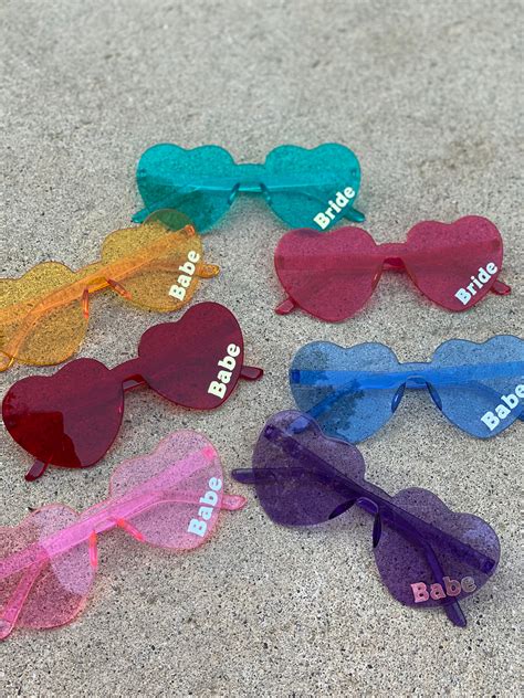 PERSONALIZED Rimless Heart Shaped Sunglasses Bride Etsy