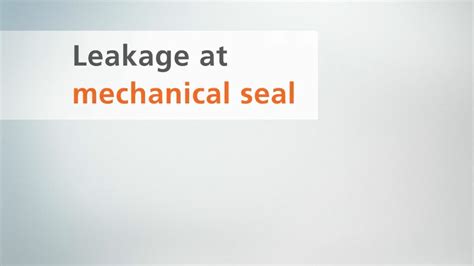 System Check Part Mechanical Seal Leakage Youtube