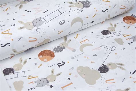 Bunny Clouds Moon Star Fabric Baby Boy Nursery Fabric Toddler Print