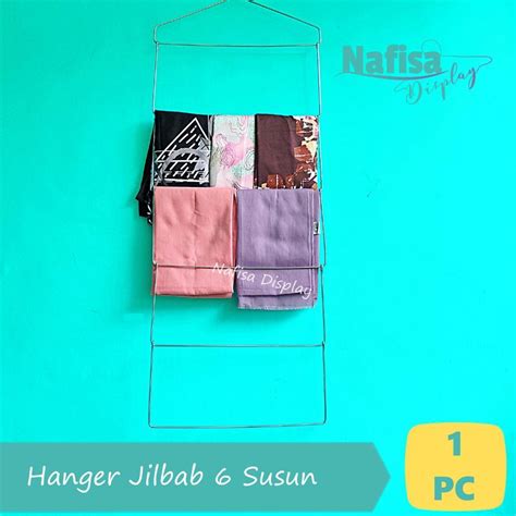 Jual B0b0 Gantungan Jilbab Kawat Besi Tebal 6 Susun Hanger Organizer