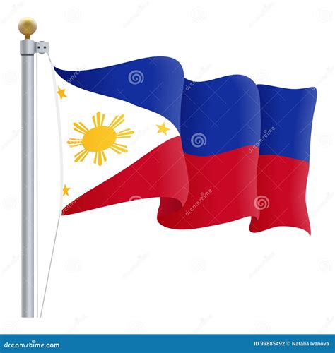 Waving Philippines Flag Isolated on a White Background. Vector ...