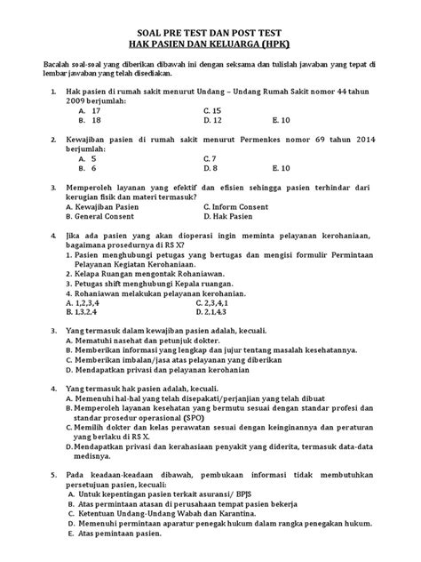 Soal Pre Test Dan Post Test Pdf