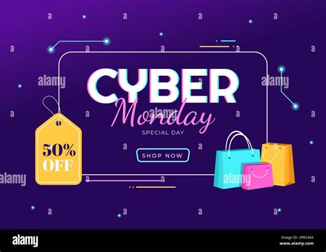 cyber monday template hand drawn cartoon flat background illustration