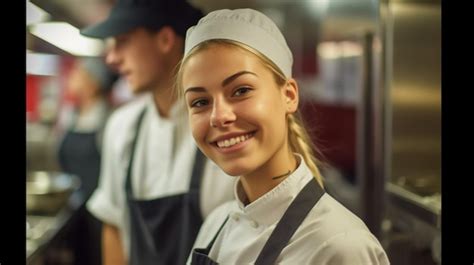 Premium Photo Portrait Of Happy Chef Standing In Kitchen With Hand On Hip