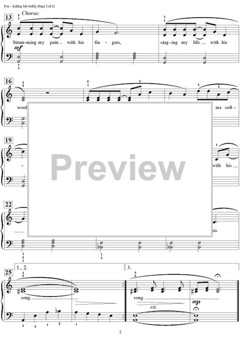 Killing Me Softly Sheet Music For Piano Sheet Music Now