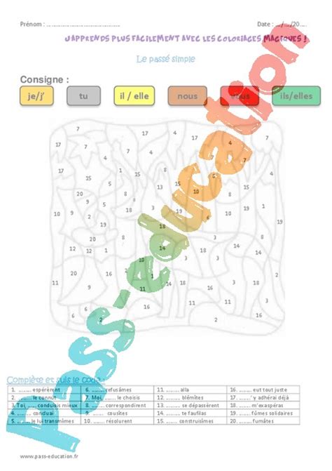 Coloriage Magique CM2 Cycle 3 Pass Education