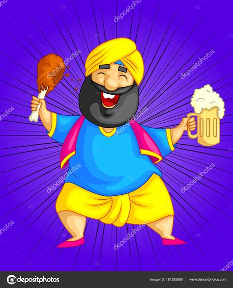 Cartoon Style Punjabi Character Illustration Stock Vector Image By