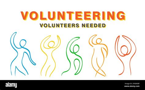 Volunteering Concept. Volunteers Needed banner one line abstract people ...