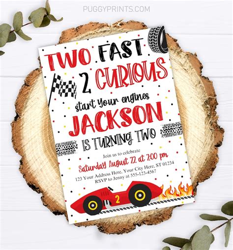 Two Fast Birthday Invitation Editable Curious Invitation Etsy Uk