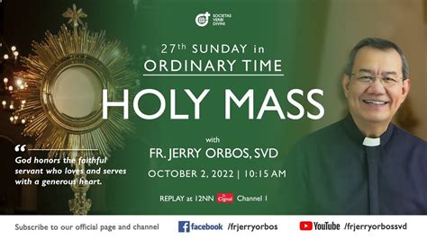 Holy Mass Am October With Fr Jerry Orbos Svd Th