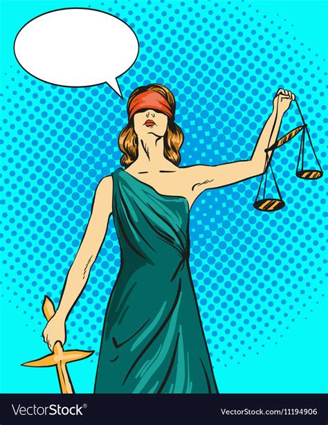 Statue God Of Justice Themis Femida With Balance Vector Image