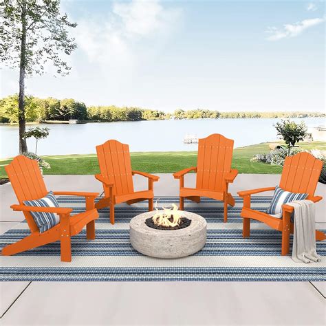 Amazon Lue Bona Adirondack Chairs Set Of Orange Poly Adirondack