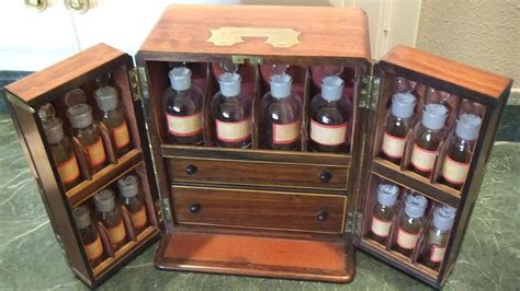 Est1830 Mahogany Ships Capt Medicine Chest Apothecary Pharmacy