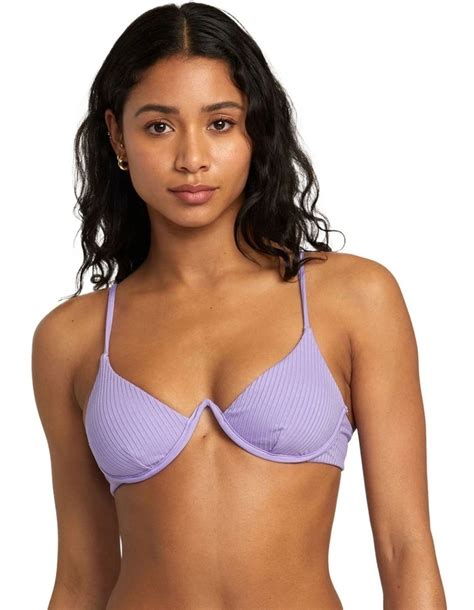 Rvca Second Life Invert V Wire Bra Bikini Top In Purple Myer