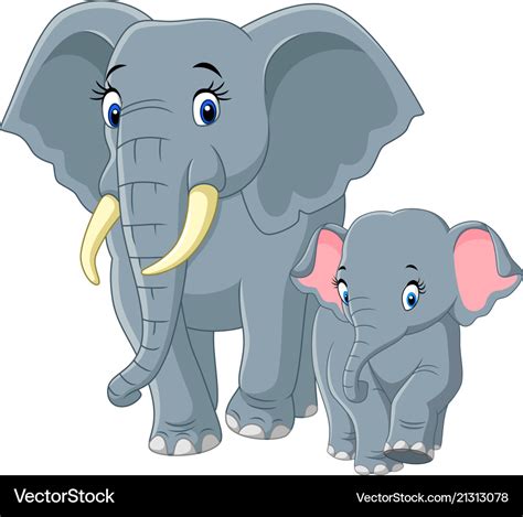 Baby And Mother Elephant Royalty Free Vector Image